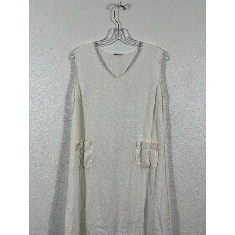 Match Point Dress Womens Small White Linen Sleeveless V-Neck Pockets - Picture 11 of 12